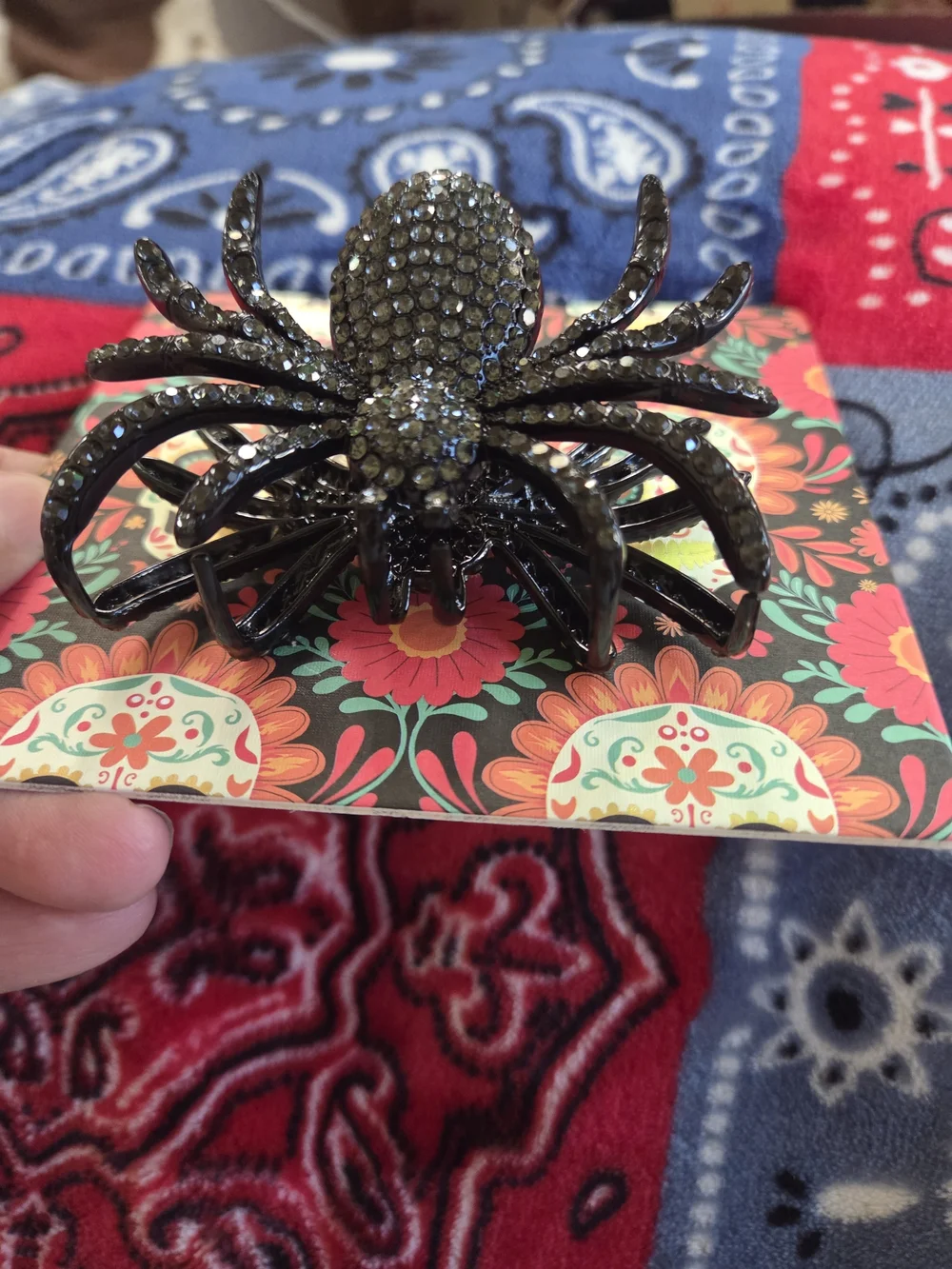 Piper K Black Crystal Spider Hair Clip